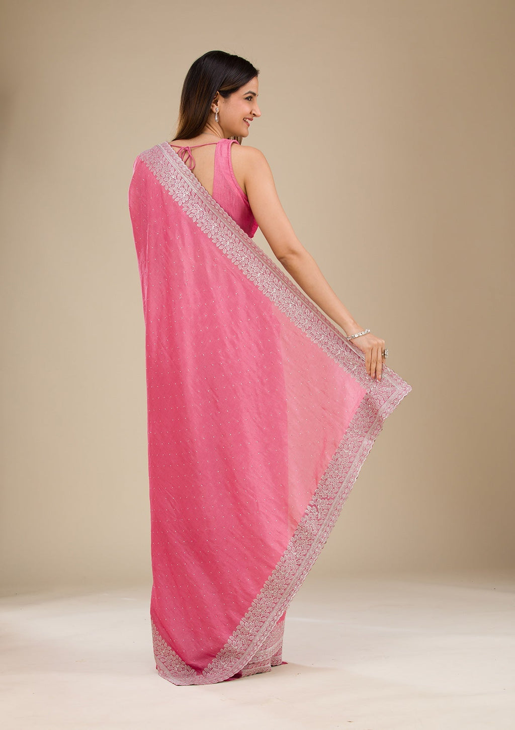Onion Pink Zariwork Soft Silk Saree