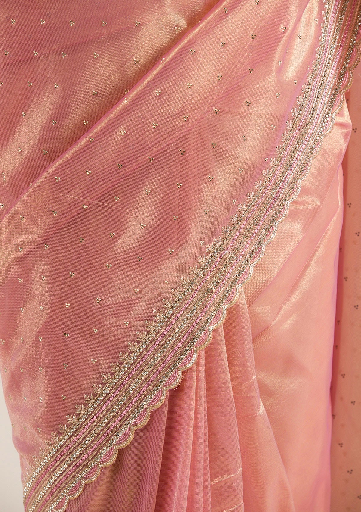 Onion Pink Zariwork Tissue Saree