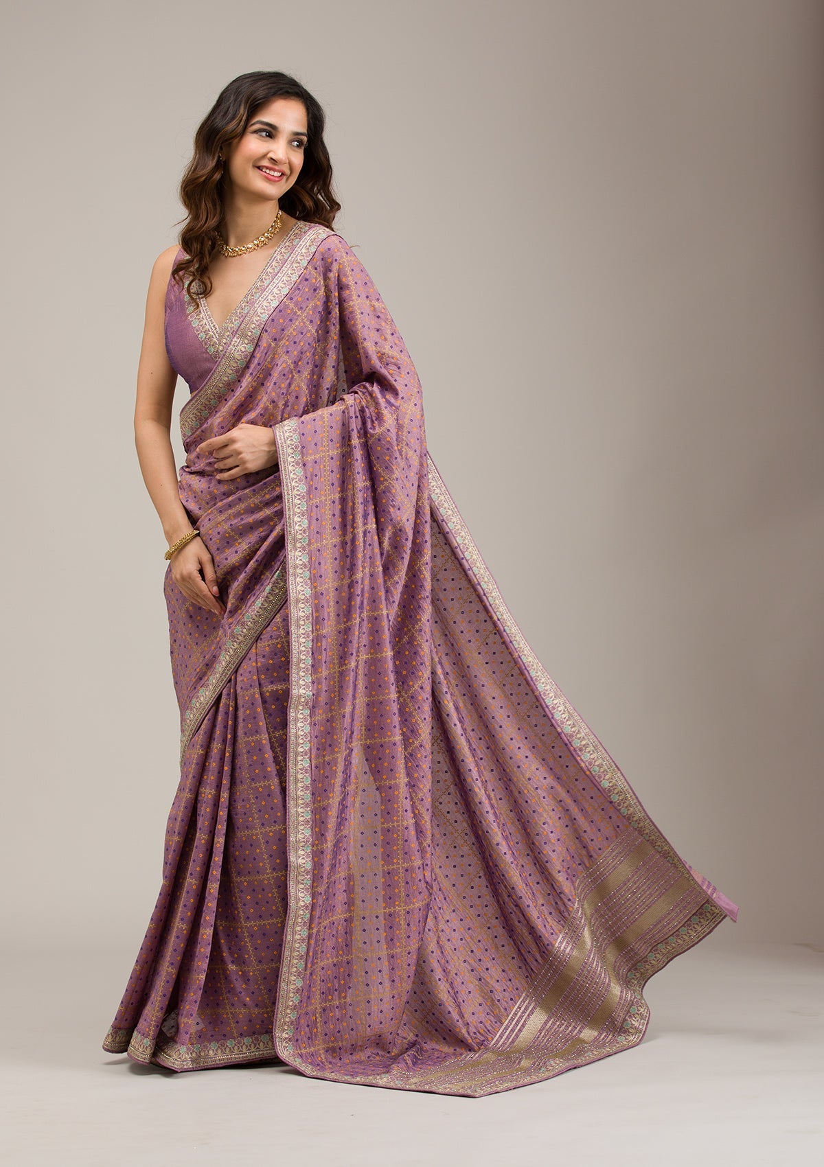 Purple Zariwork Soft Silk Saree