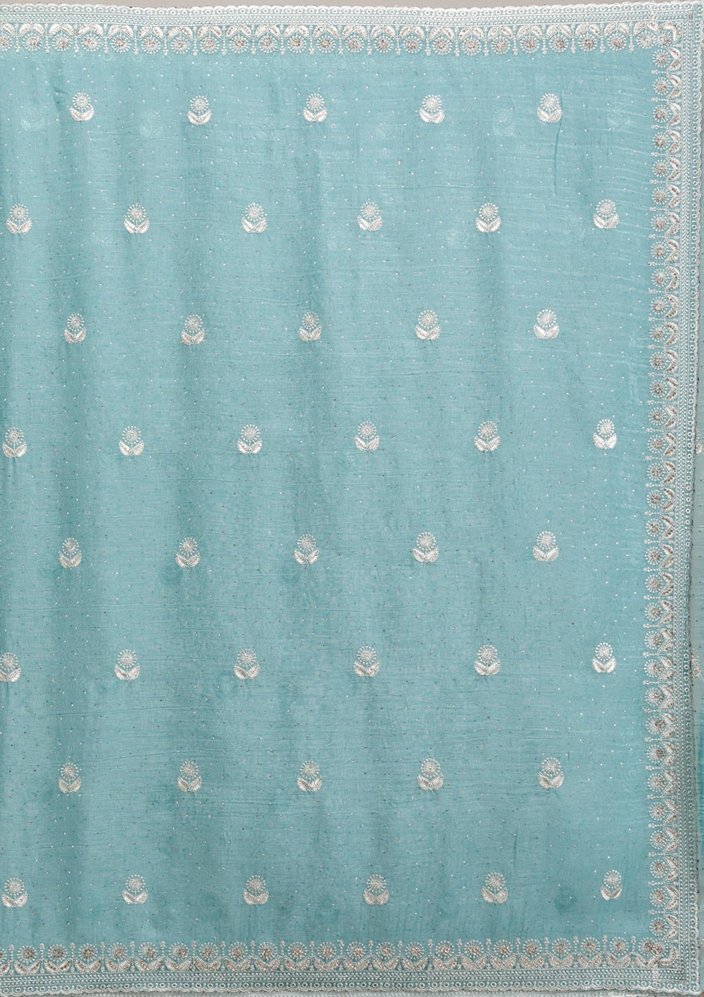 Sea Green Zariwork Tissue Saree